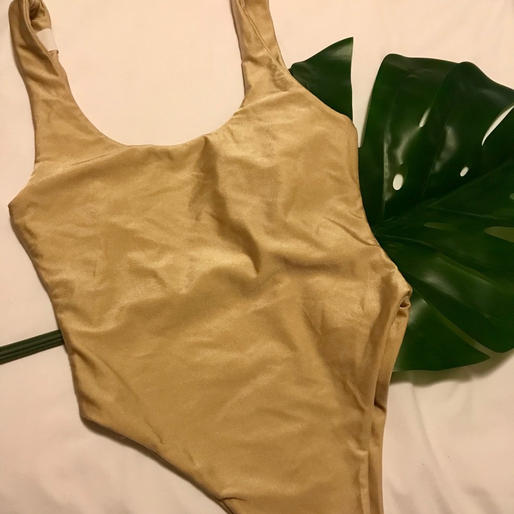 Gold one piece bathing suit brand new